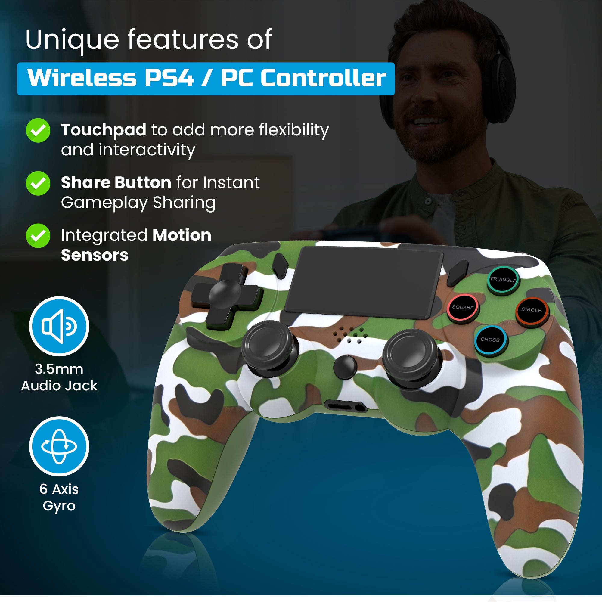 Playmax PS4 / PC Wireless Controller (Camo)