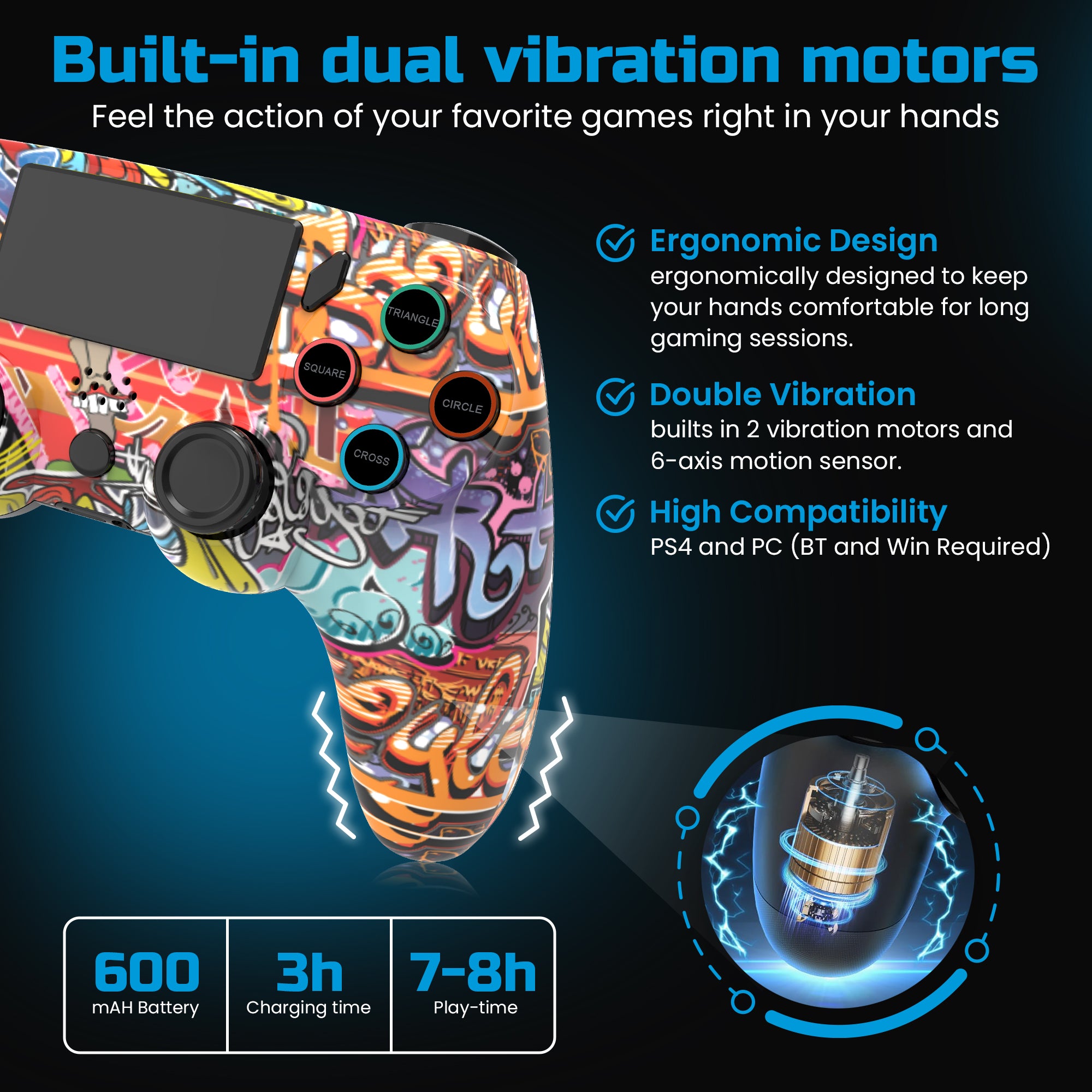 PLAYMAX PS4 / PC WIRELESS CONTROLLER - GRAFFITI