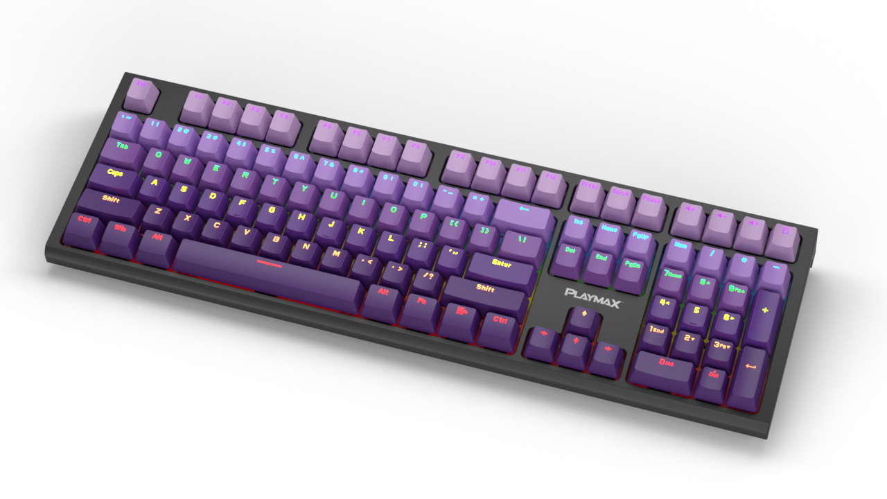Playmax PRO Black RGB Mechanical Gaming Keyboard (Purple Bonus key caps)