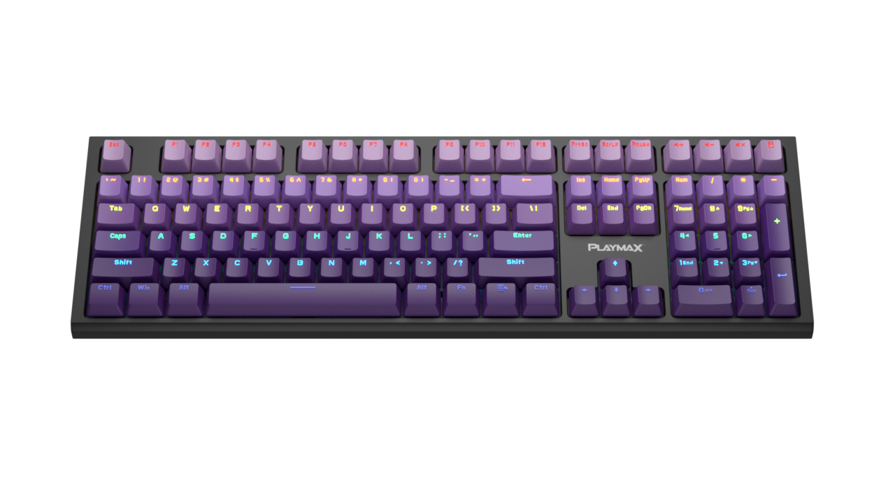 Playmax PRO Black RGB Mechanical Gaming Keyboard (Purple Bonus key caps)