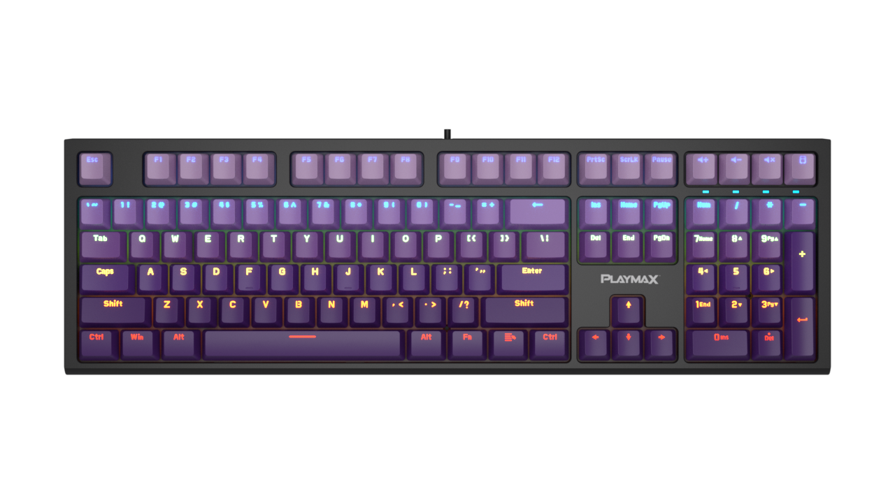 Playmax PRO Black RGB Mechanical Gaming Keyboard (Purple Bonus key caps)