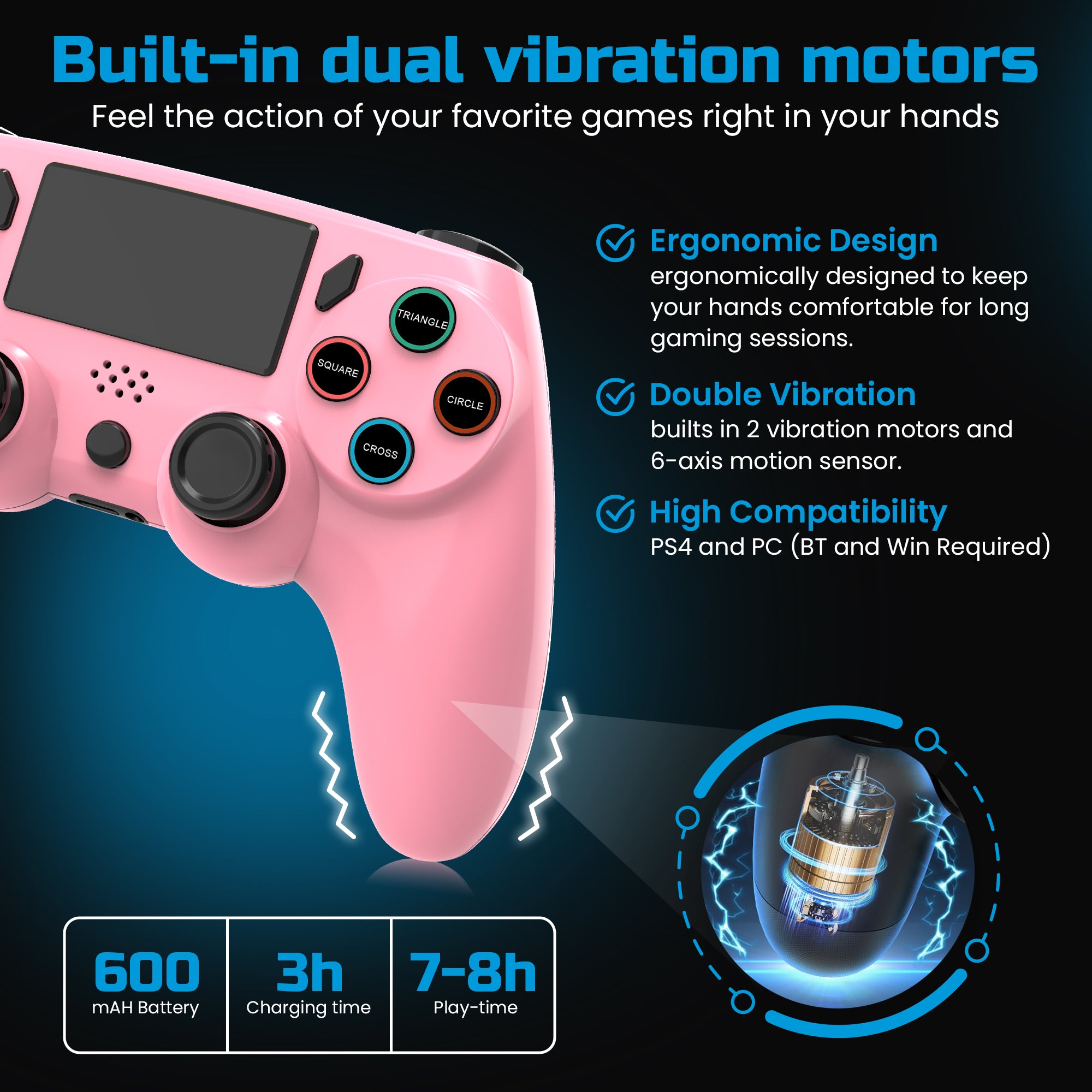 Playmax PS4 / PC Wireless Controller (Pink)