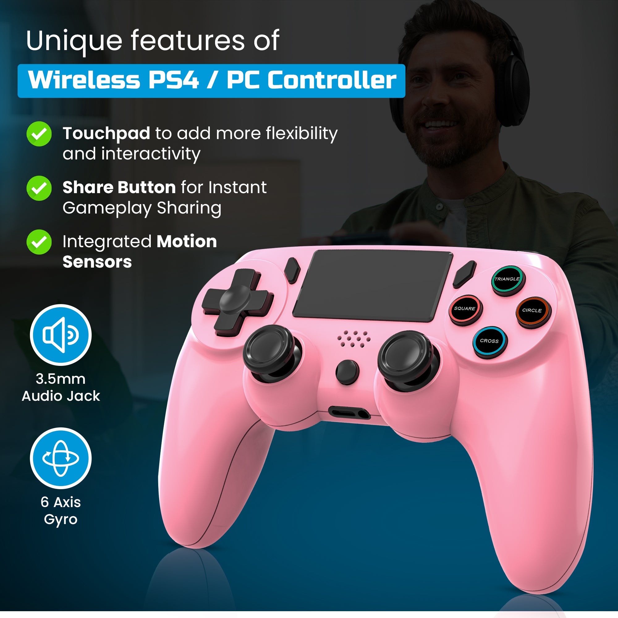 Playmax PS4 / PC Wireless Controller (Pink)
