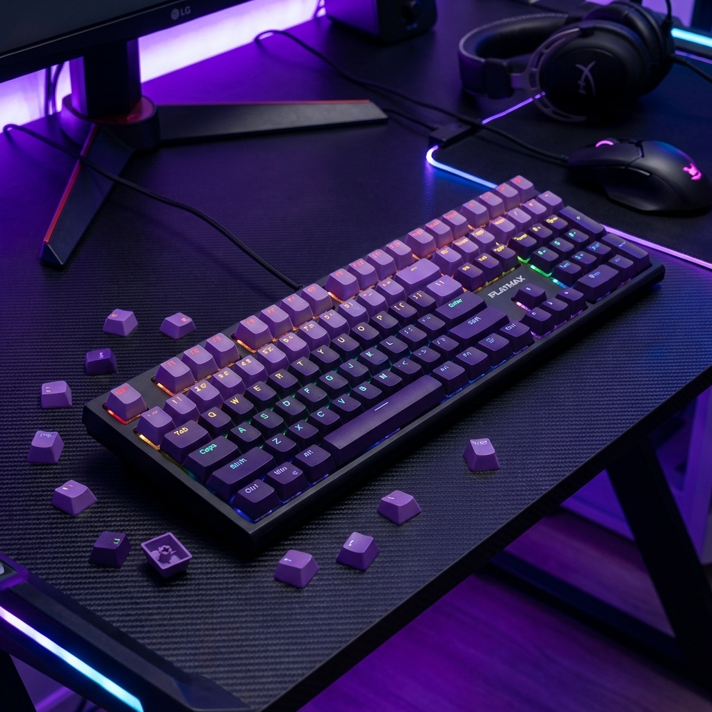 Playmax PRO Black RGB Mechanical Gaming Keyboard (Purple Bonus key caps)