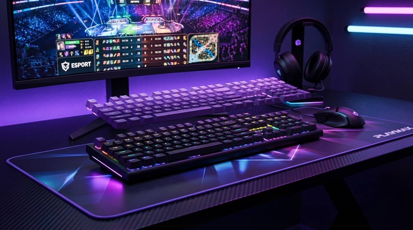 Playmax PRO Black RGB Mechanical Gaming Keyboard (Purple Bonus key caps)