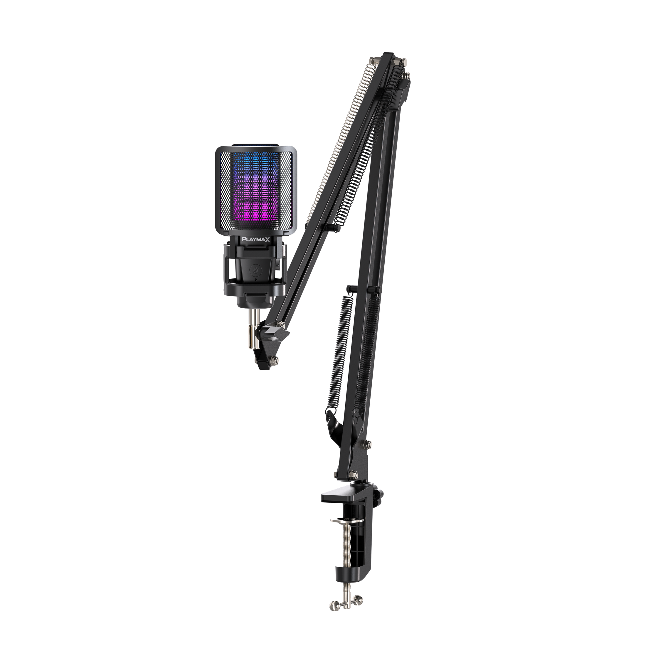 PLAYMAX RGB BLACK MICROPHONE WITH ARM AND TRIPOD
