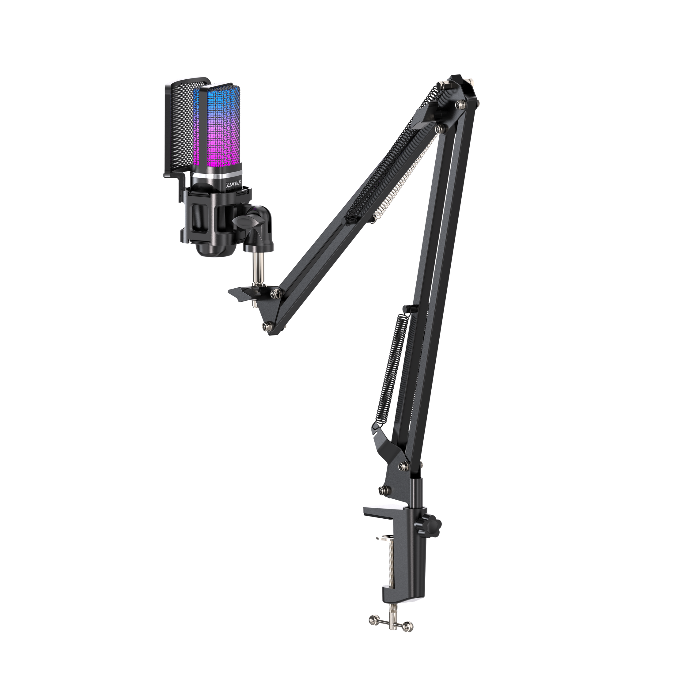 PLAYMAX RGB BLACK MICROPHONE WITH ARM AND TRIPOD