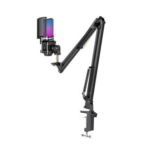 PLAYMAX RGB BLACK MICROPHONE WITH ARM AND TRIPOD