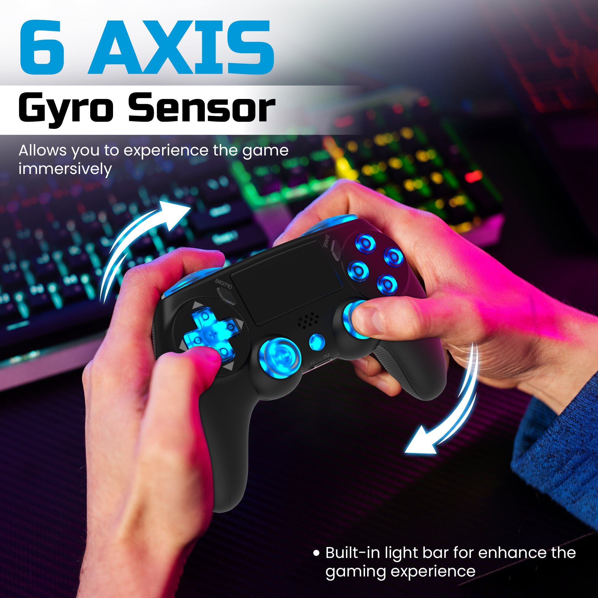 PLAYMAX PS4 / PC WIRELESS CONTROLLER - BLACK RGB
