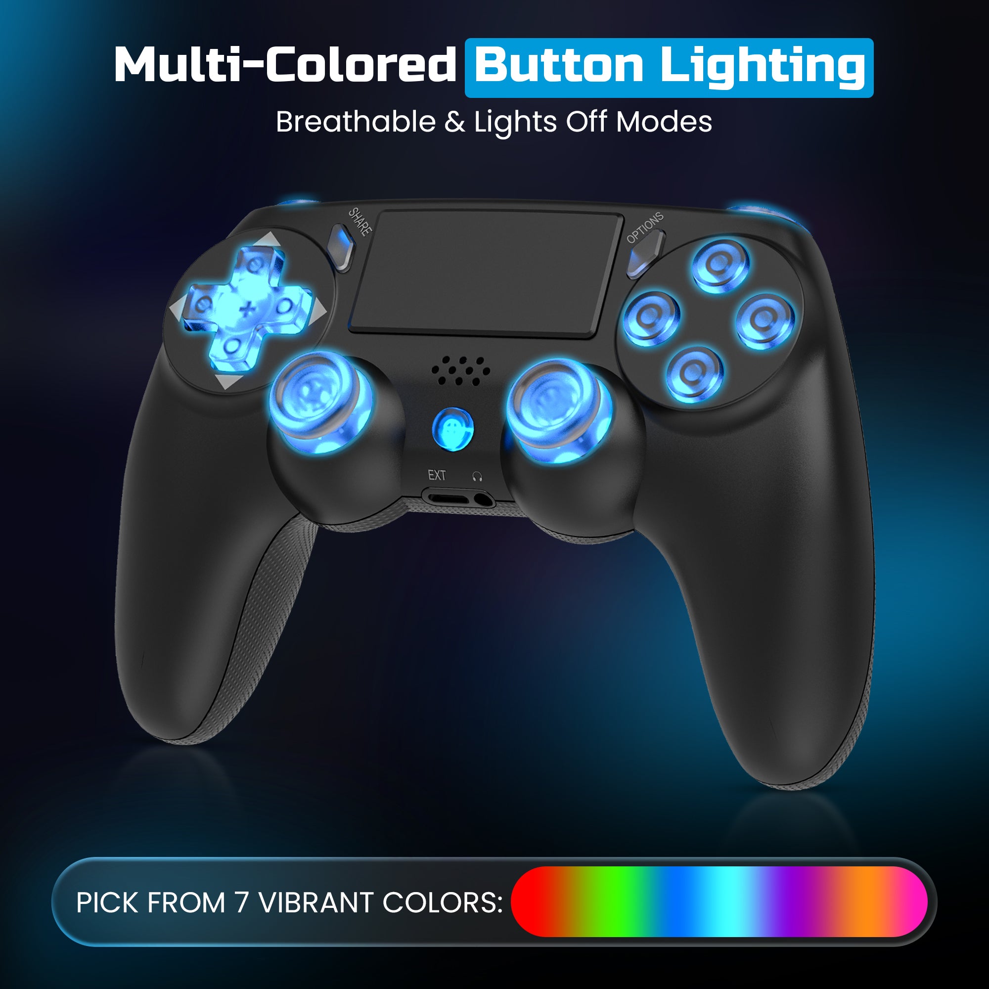 PLAYMAX PS4 / PC WIRELESS CONTROLLER - BLACK RGB
