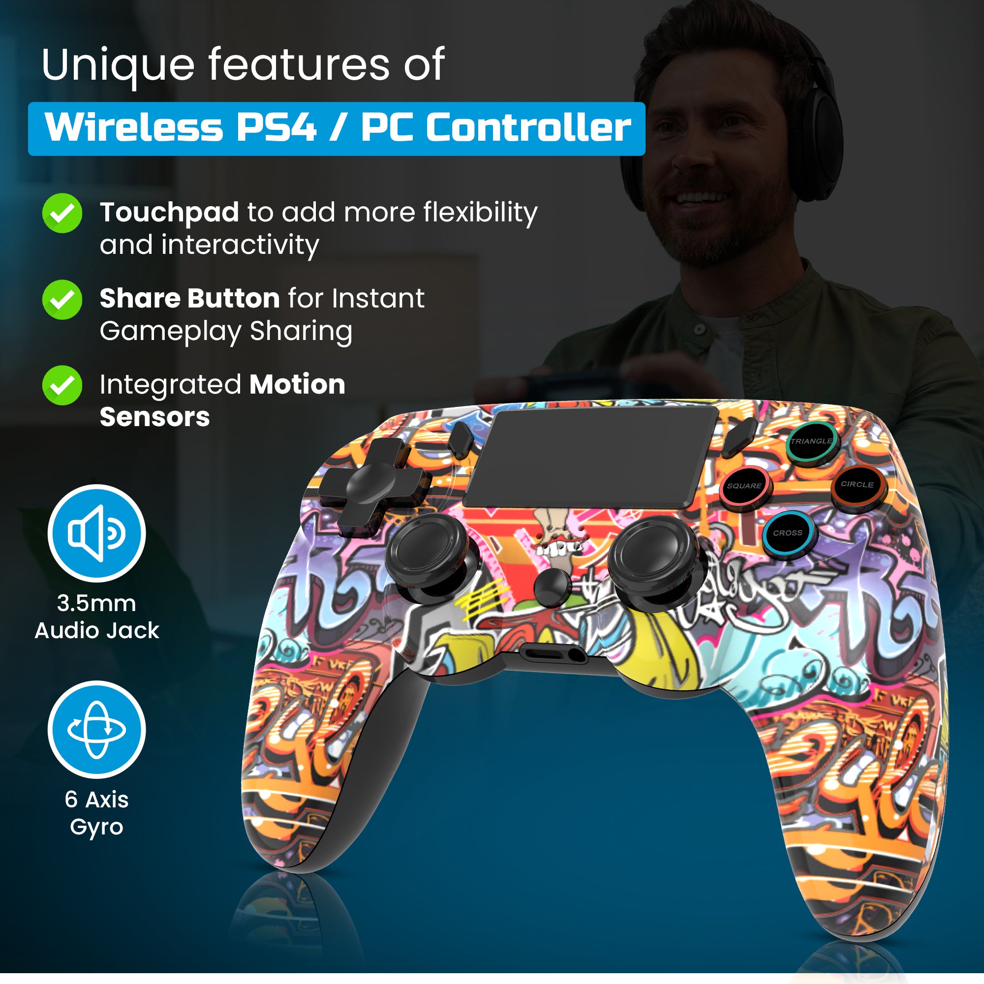 PLAYMAX PS4 / PC WIRELESS CONTROLLER - GRAFFITI