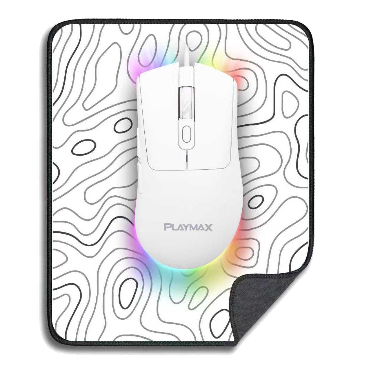Playmax White RGB Gaming mouse and mouse mat combo