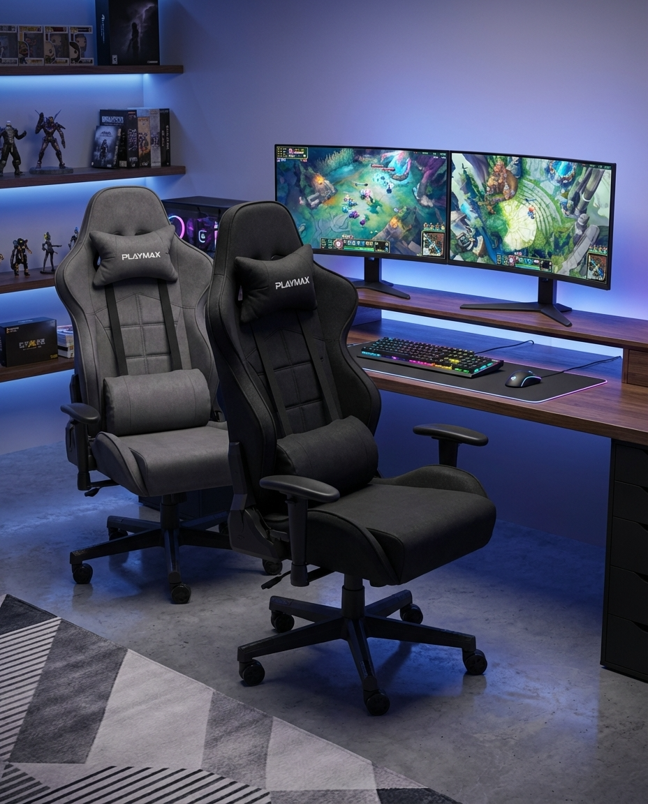 Playmax Fabric Gaming Chair - Grey