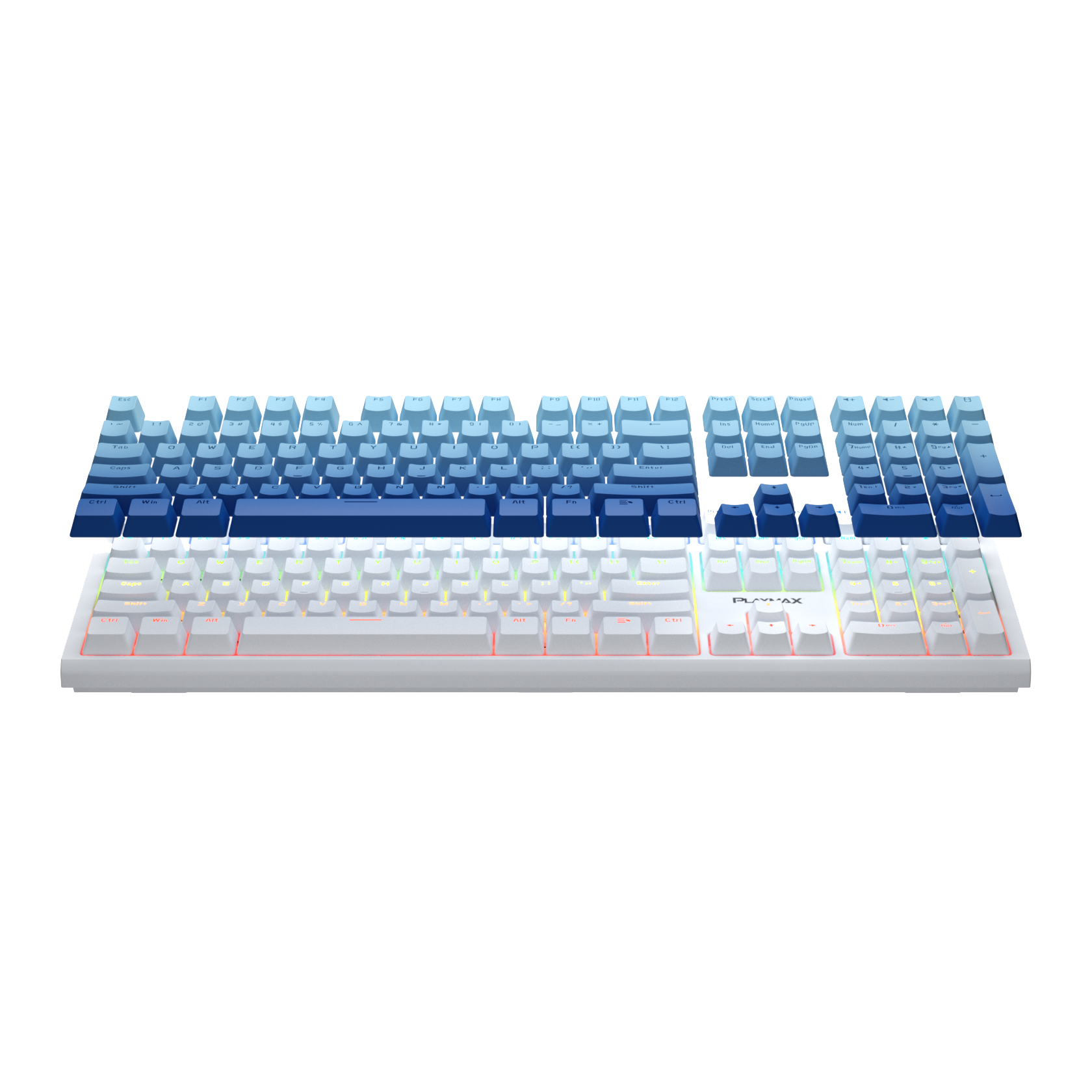 Playmax PRO White RGB Mechanical Gaming Keyboard (Bonus Blue key caps)